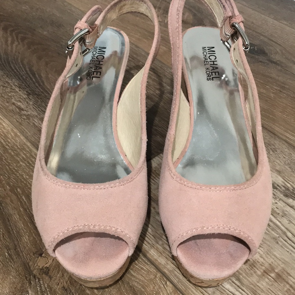 Michael Kors suede cork wedge